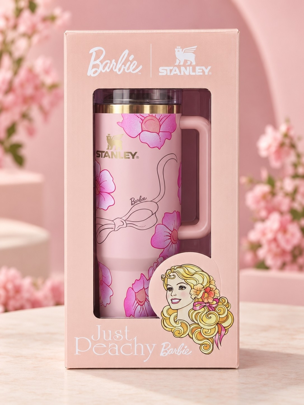 Stanley X Barbie Just Peachy Quencher Flowstate Tumbler 40 Oz